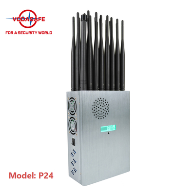 24 Antennas Handheld Wireless Signal Jammer 25m Radius With DIP Switch Car Charger