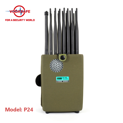 24 Antennas Handheld Wireless Signal Jammer 25m Radius With DIP Switch Car Charger