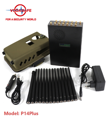 High Power 14 Antennas Handheld Signal Jammer 3 Cooling Fan Inside